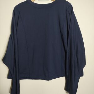 Sweaty Betty Essential Crop Dolman Sleeve Top Blue Womens Size X-Large